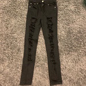 Black distressed jeans